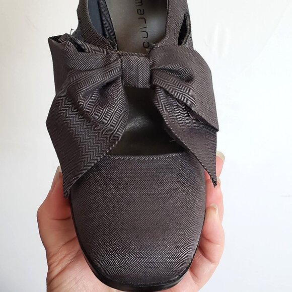 Vintage ANN MARINO Bow Pumps Cutout Perforated Shoes Heels Gray grey - Picture 6 of 14